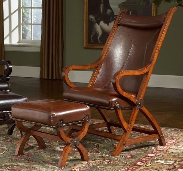Elements International Hunter 2-Piece Tobacco Chair and Ottoman