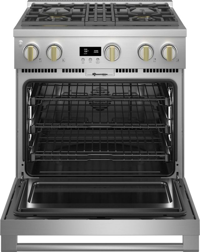 Monogram® Statement Collection 30" Stainless Steel Pro Style Dual Fuel Range with 4 Burners-1