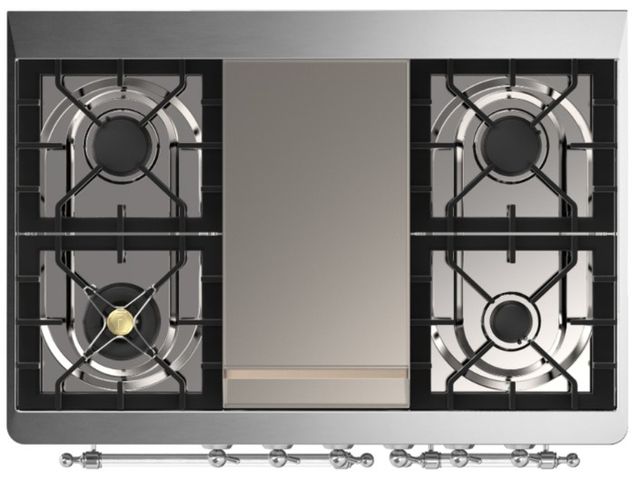 Ilve® Majestic III 40" Custom Pro Style Dual Fuel Liquid Propane Range with Triple Glass Door and Chrome Trim-2