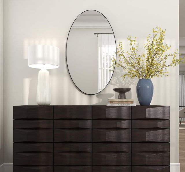 Deco Marche Black 24" Oval Thin Minimalistic Frame Mirror-4
