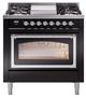 Ilve® Nostalgie II Noblesse 36'' Glossy Black Pro Style Dual Fuel Range with Chrome Trim-0