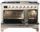 Ilve® Majestic III 48" Antique White Pro Style Dual Fuel Liquid Propane Range with Triple Glass Door and Copper Trim-1