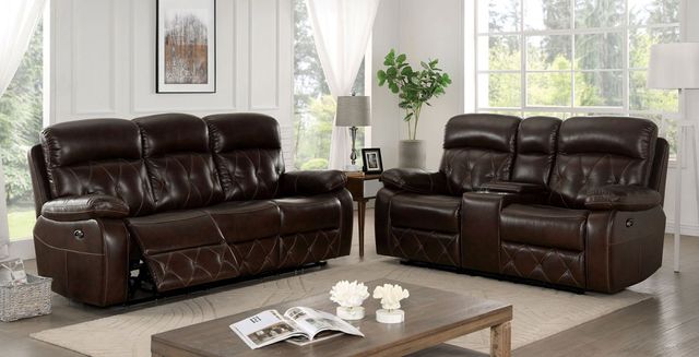 Furniture of America® Dusseldorf 2-Piece Brown Power Reclining Sofa Set-0
