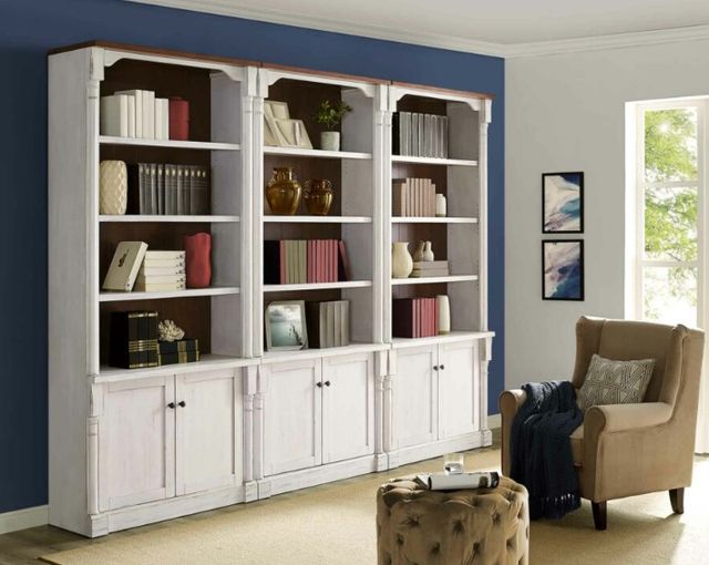 Martin Furniture Durham 3-Piece Brushed Chalk Tall Bookcase Set-3