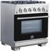 FORNO® Capriasca 30" Stainless Steel Pro Style Gas Range with Black Door-1