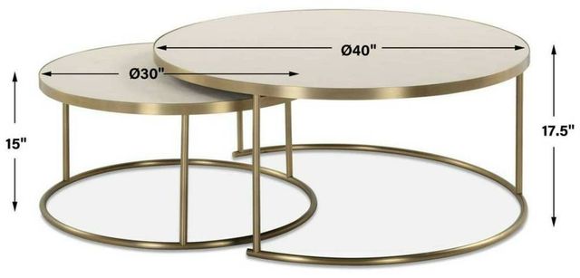 Uttermost® Aragon 2-Piece White Nesting Coffee Table Set with Brass Base-2