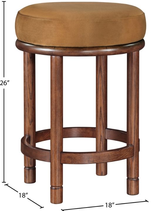 Meridian Furniture Monette Saddle/Walnut Brown Velvet Upholstered Counter Stool-4
