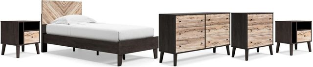 Signature Design by Ashley® Piperton 5-Piece Two-Tone Black/Brown Twin Panel Platform Bed Set-0