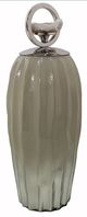 A & B Home Celine Silver/White Lidded Jar -3