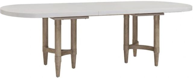 Bernards Citrus Heights Cement/Sand Triad Double Pedestal Dining Table-0