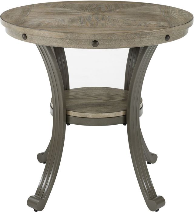 Powell® Franklin Gray Side Table with Pewter Frame-2