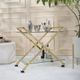 Sagebrook Home 2-Tire 31" Gold Metal Rolling Bar Cart-2