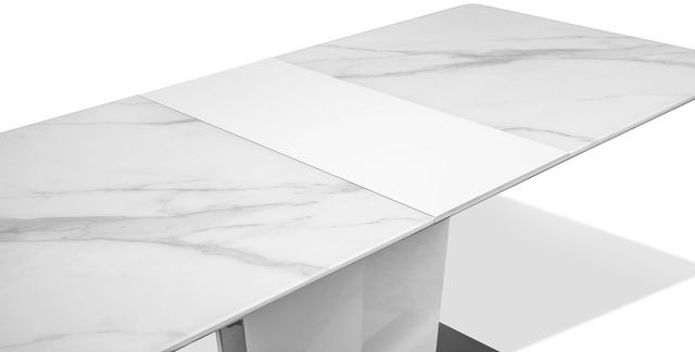Mazin Furniture Cynthia Glass Top Dining Table with Grey Faux Marble -3