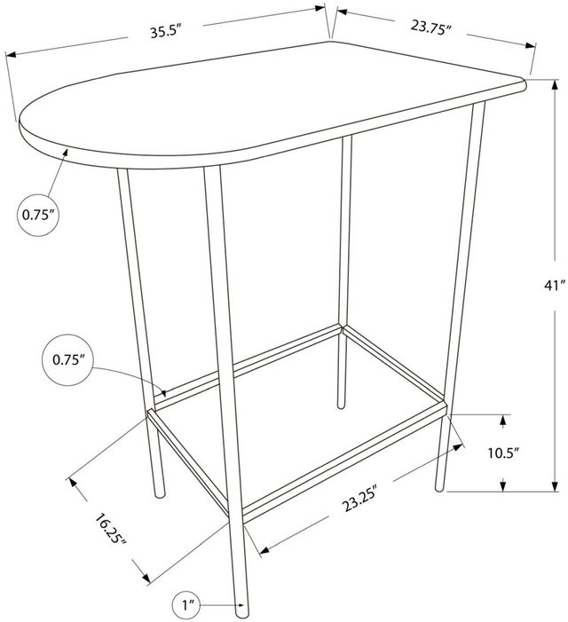 Monarch Specialties Inc. 24"X 36" Grey Marble Look Bar Table with Charcoal Metal Frame-1