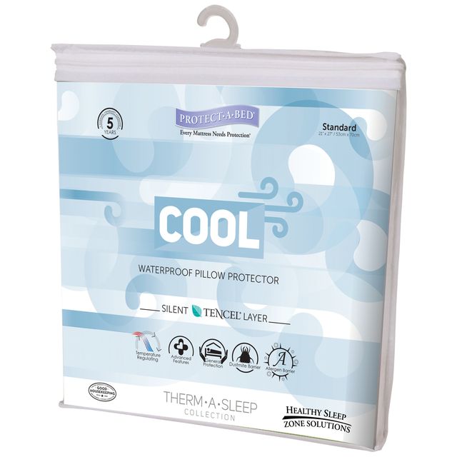 Protect-A-Bed® Therm-A-Sleep White Cool Waterproof Standard Pillow Protector-3