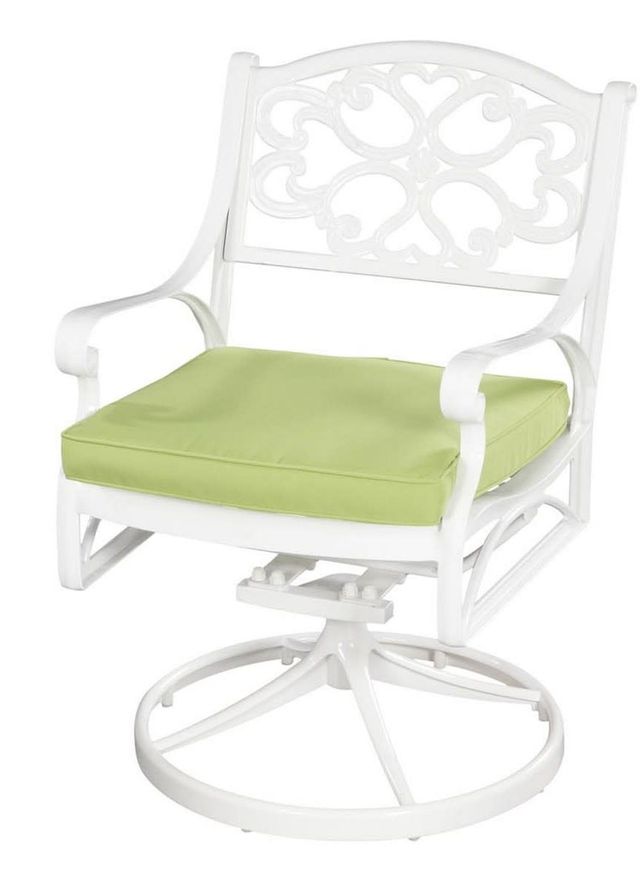 homestyles® Sanibel White Outdoor Swivel Rocking Chair with Cushion-0