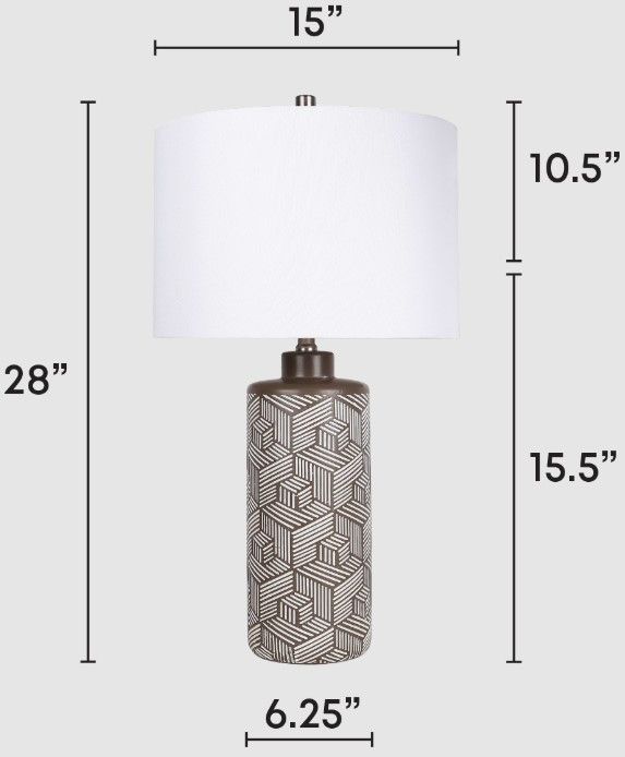 Classy Living 2-Piece Geometric Harmony Brown/White Table Lamp Set-1