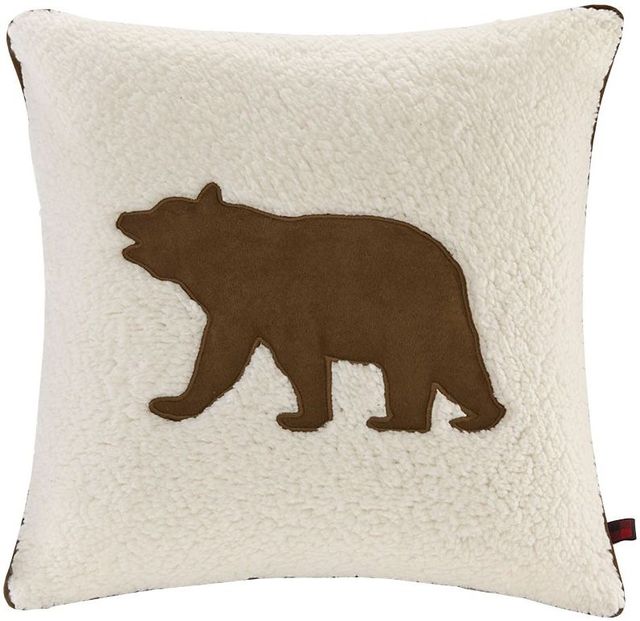 Olliix by Woolrich White Bear Square Berber Pillow-0