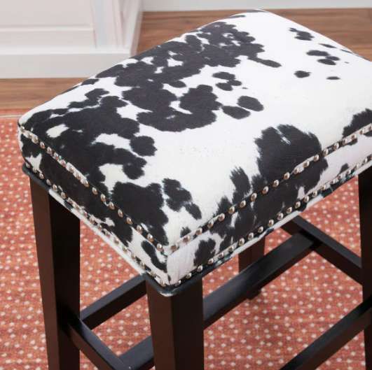 Linon Wyatt Black Cow Bar Stool-4