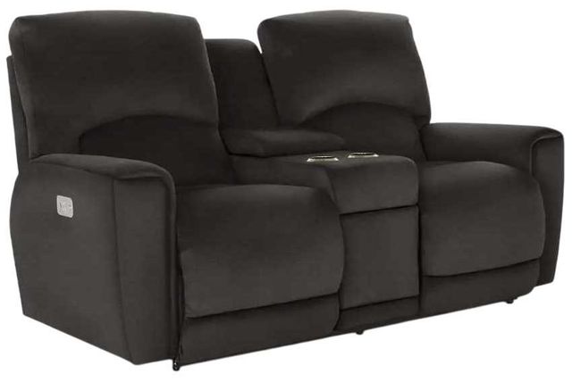 La-Z-Boy® Cassian Dark Chocolate Leather Power Reclining Loveseat with Console and Headrest-0