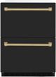 ZLINE Autograph Edition 24 in. Touchstone 168 Can Outdoor-Rated Dual Refrigerator Drawer with Black Matte Doors and Champagne Bronze Handles-0