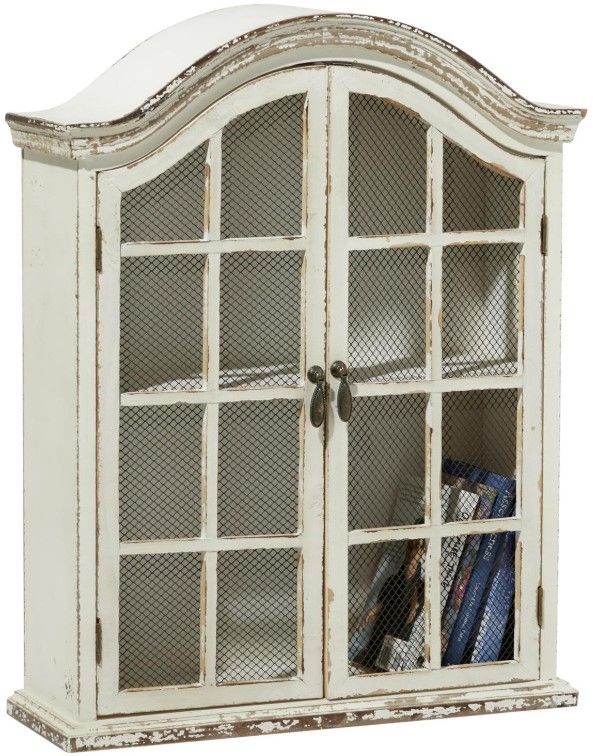 Deco Marche White Wall Shelf with Arched Shutter Doors-0