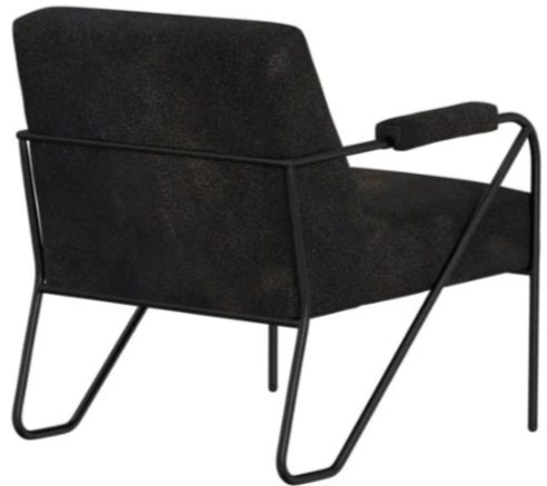 International Furniture Direct Lotus Black/Blacksmithing Matte Black Arm Chair-3