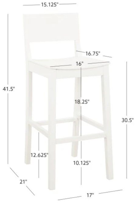 Linon Kentucky 2-Piece White Bar Stool Set-2