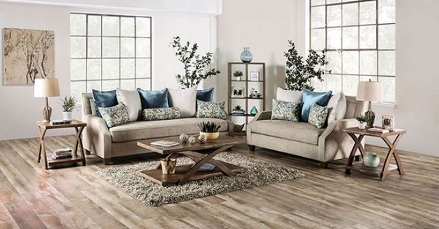 Furniture of America® Catarina Beige/Teal Sofa-7