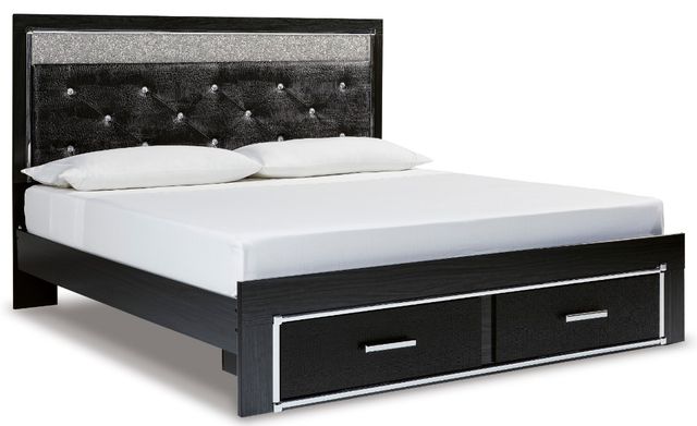 Signature Design by Ashley® Kaydell 5-Piece Black King Upholstered Panel Storage Bed Set-1