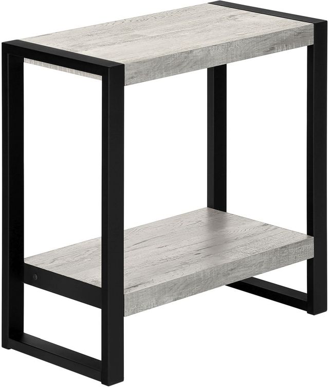 Monarch Specialties Inc. Grey Top Accent Table with Black Frame -0