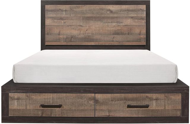 Homelegance® Miter Dark Ebony/Rustic Mahogany Eastern King Storage Platform Bed-2