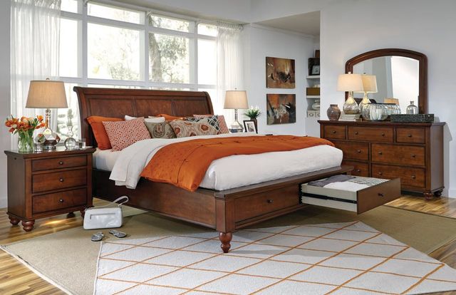 Aspenhome® Cambridge Brown Cherry King/California King Low Profile Storage Footboard-1