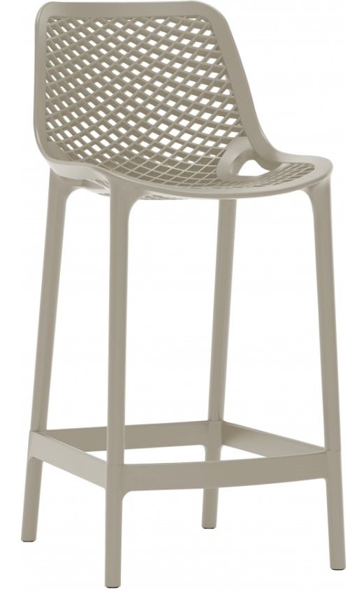 Meridian Furniture Mykonos Taupe Plastic Outdoor Patio Stool-0