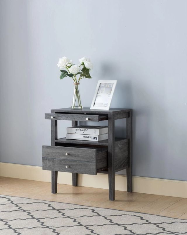 Brassex Inc. Distressed Grey 18" Accent Table-2