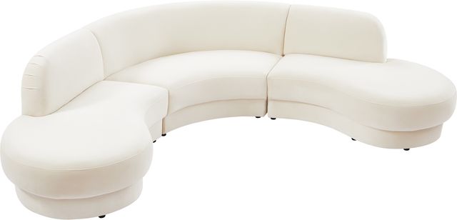 Meridian Furniture Rosa 3-Piece Cream Upholstered Curved Sectional-1