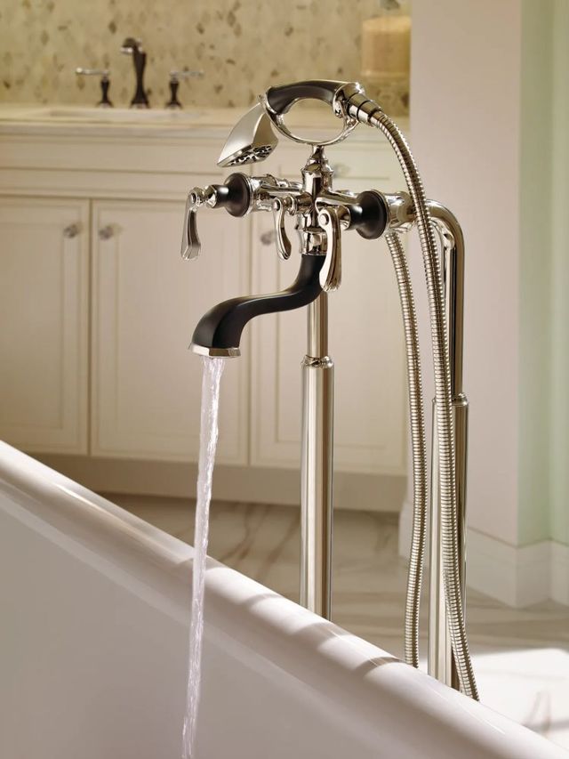 Brizo Traditional Brilliance® Polished Nickel Floor Mount Tub Filler Risers-3