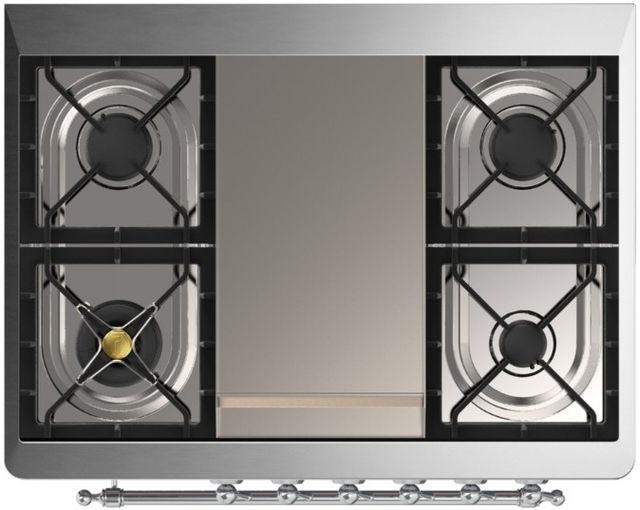 Ilve® Majestic III 36'' Stainless Steel Pro Style Dual Fuel Liquid Propane Range with Triple Glass Door and Chrome Trim-3
