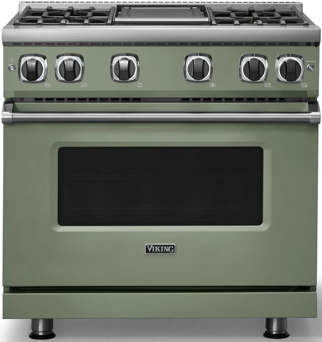 Viking® 7 Series 36" Eucalyptus Pro Style Natural Gas Range with Griddle-2