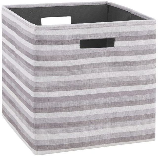 Linon Galli Set of Two Grey Stripe Storage Bins-1