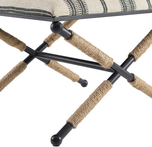 Linon Logue Campaign Black/Cream Accent Stool -4