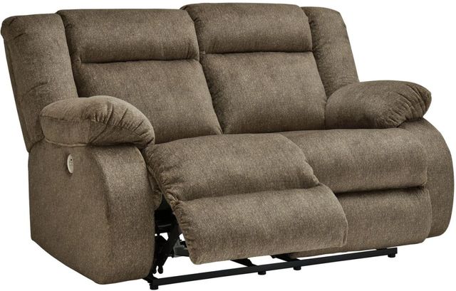 Signature Design by Ashley® Burkner Mocha Reclining Power Loveseat-2