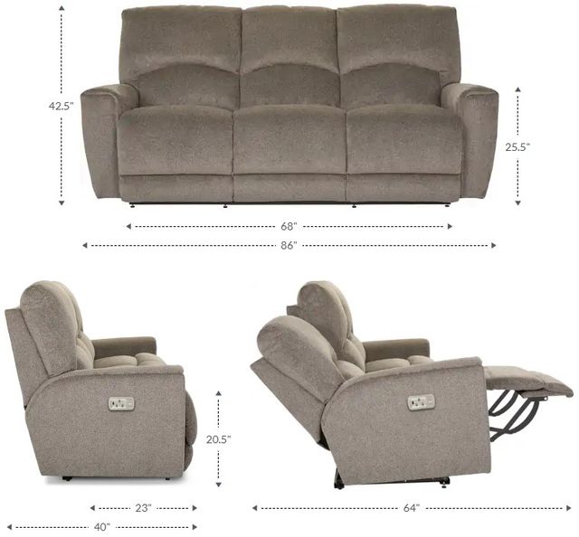 La-Z-Boy® Cassian Mocha Power Reclining Sofa with Headrest-2