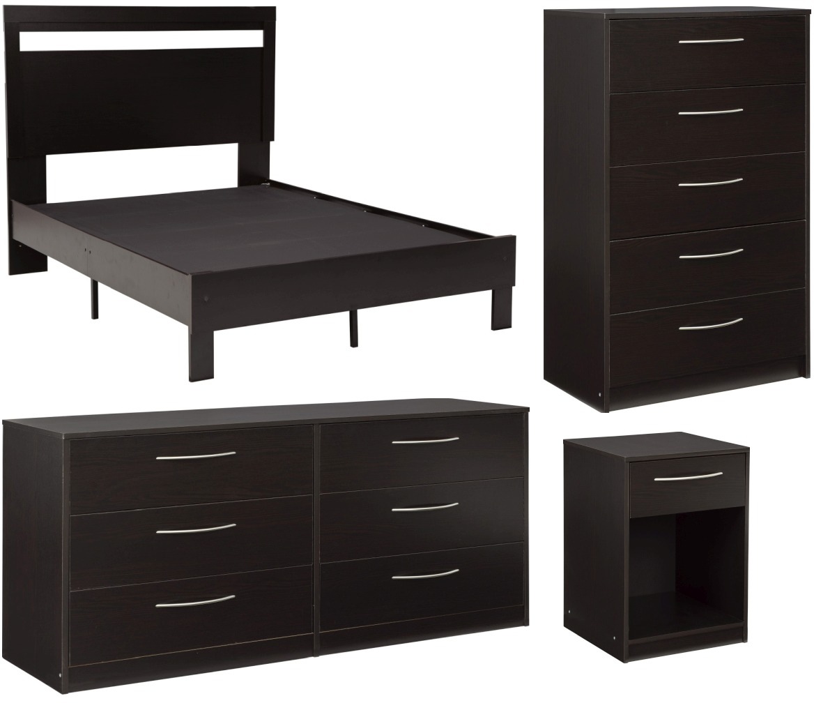 Signature Design by Ashley® Finch 5-Piece Black/Brown Queen Panel Bed Set