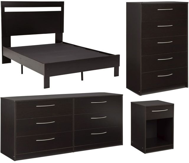 Signature Design by Ashley® Finch 5-Piece Black/Brown Queen Panel Bed Set-0