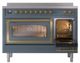 Ilve® Nostalgie II Noblesse 48'' Blue Gray Pro Style Induction Range with Brass Trim-4
