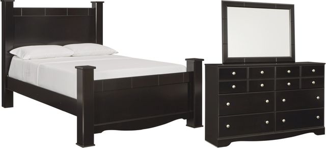 Signature Design by Ashley® Mirlotown 3-Piece Almost Black Queen Poster Bed Set-0