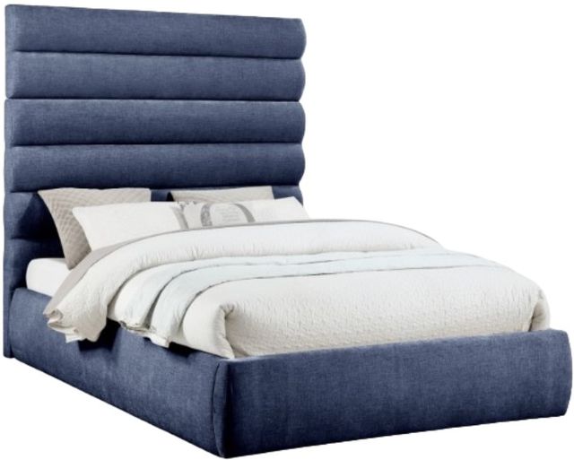 Meridian Furniture Adam Navy Queen 71" Upholstered Panel Bed-0