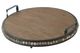 A & B Home Brown Wood Bead Round Tray-0