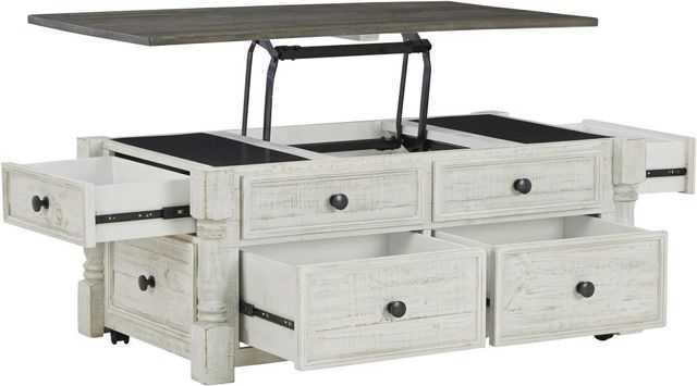 Signature Design by Ashley® Havalance Gray Lift-Top Coffee Table with Distressed Vintage White Base-3